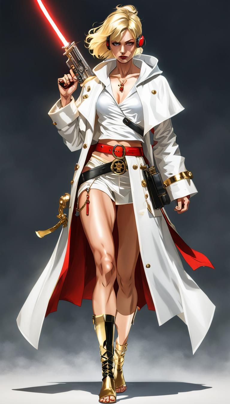 Blonde Warrior Pirate with Saber in Digital Art