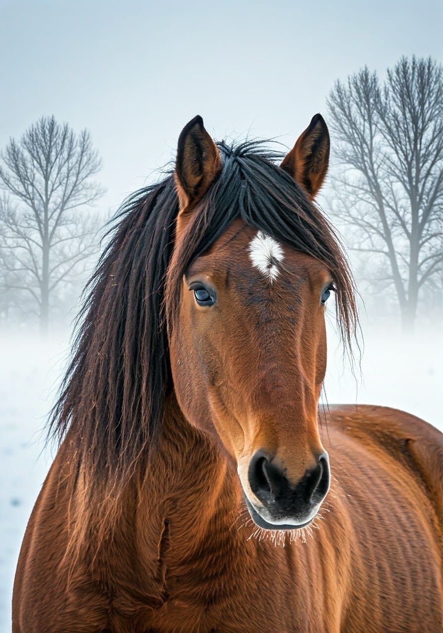 Majestic Horse in Winter Wonderland