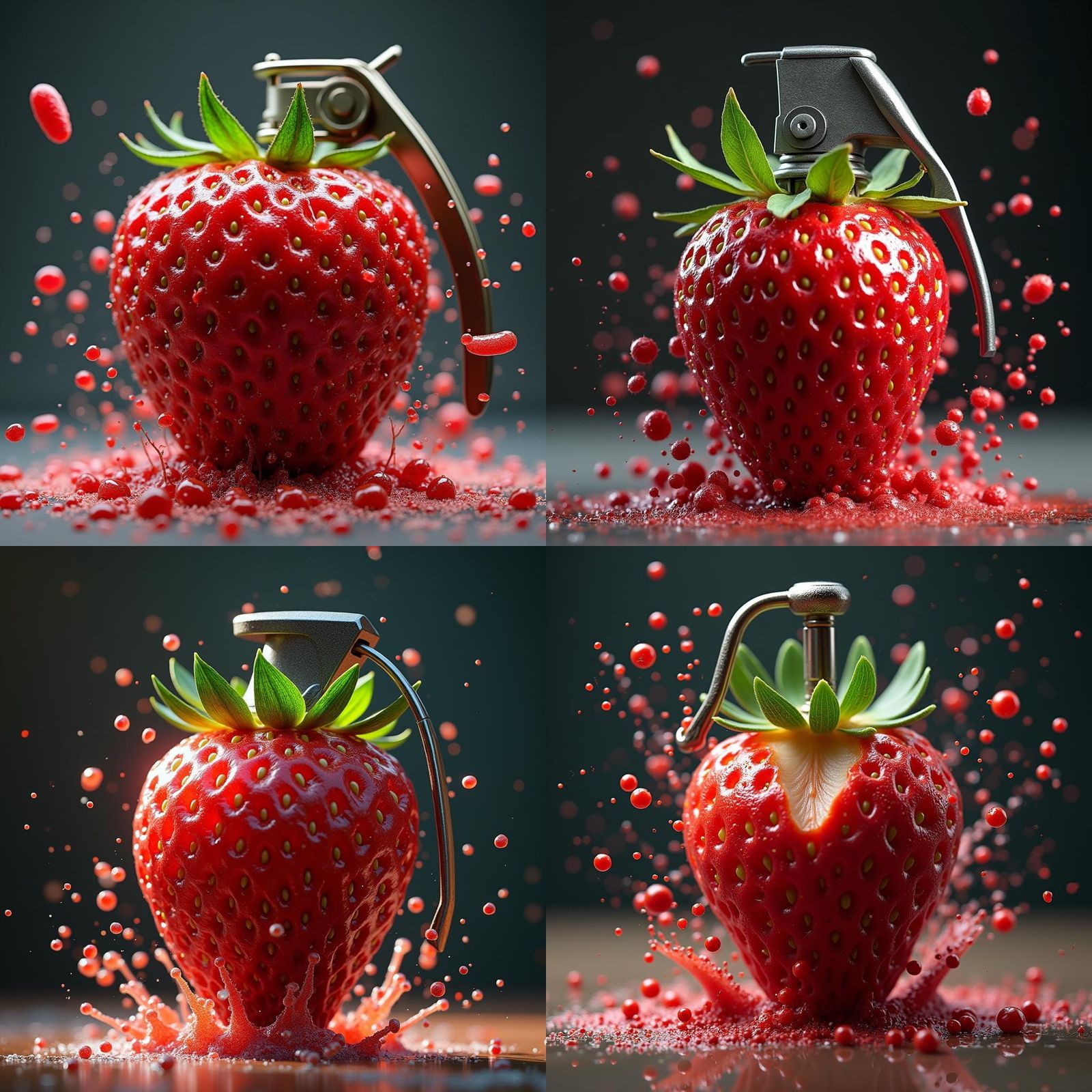 Strawberry Grenade Exploding: Fantasy Concept Art