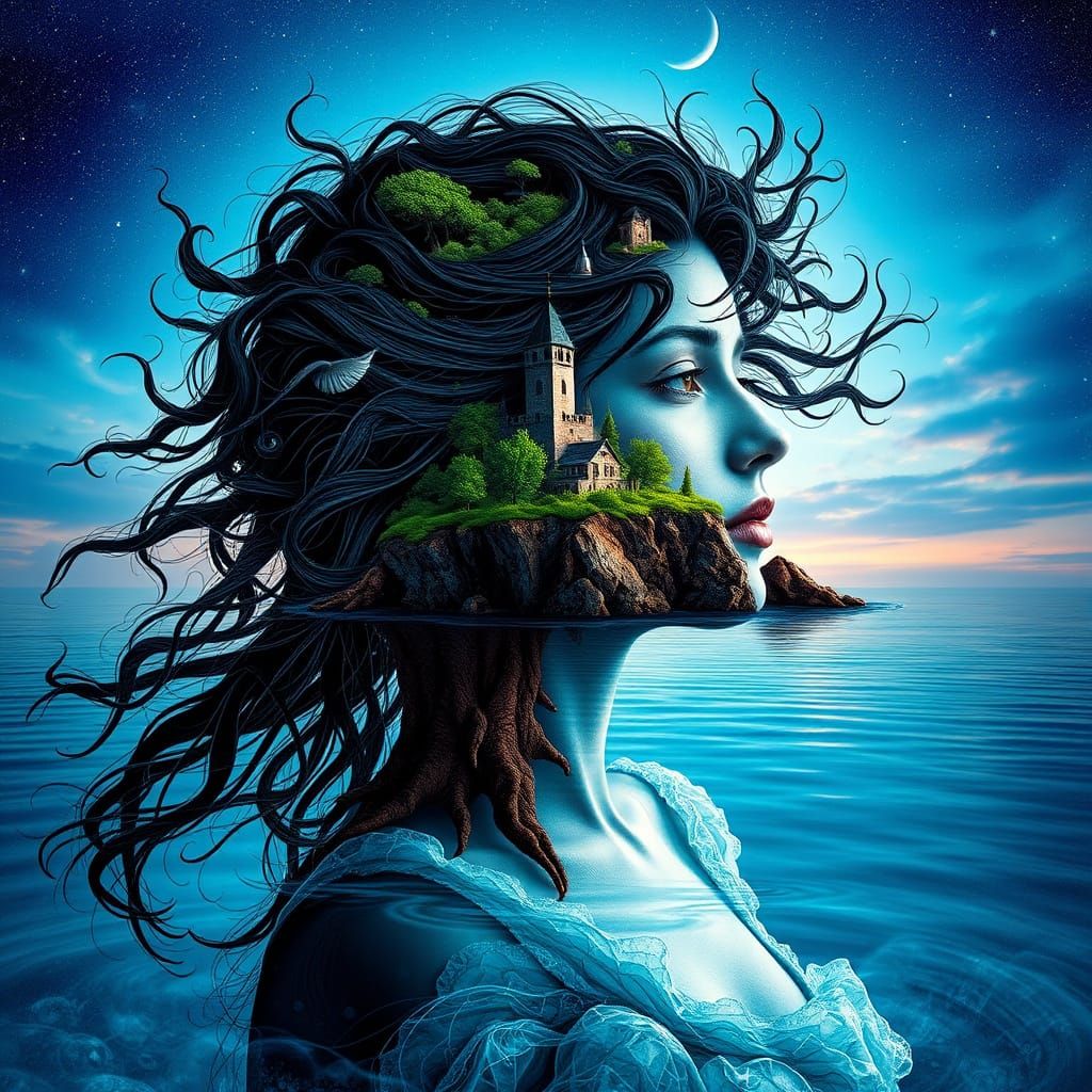 Gothic Water Goddess with Fractal Island Locks