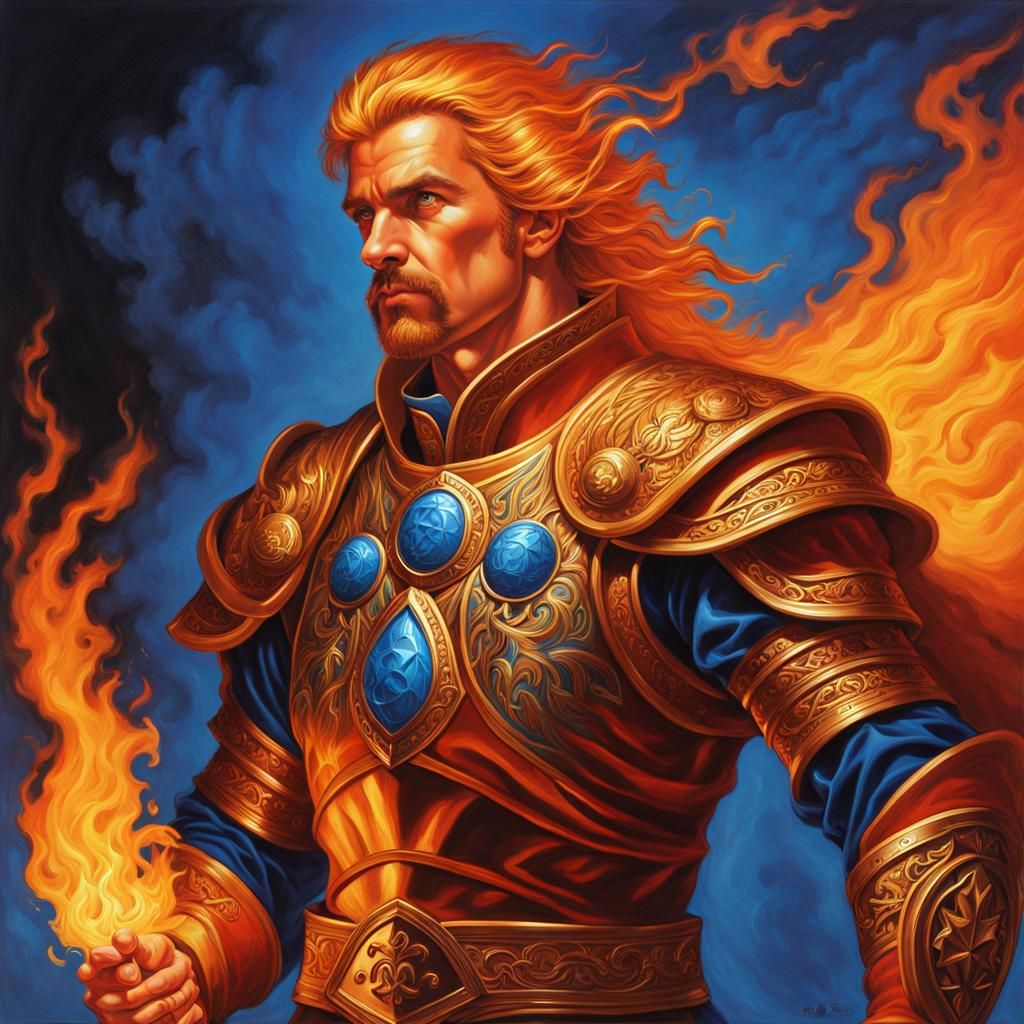 Fiery Elemental Portrait in Fantasy Art Style