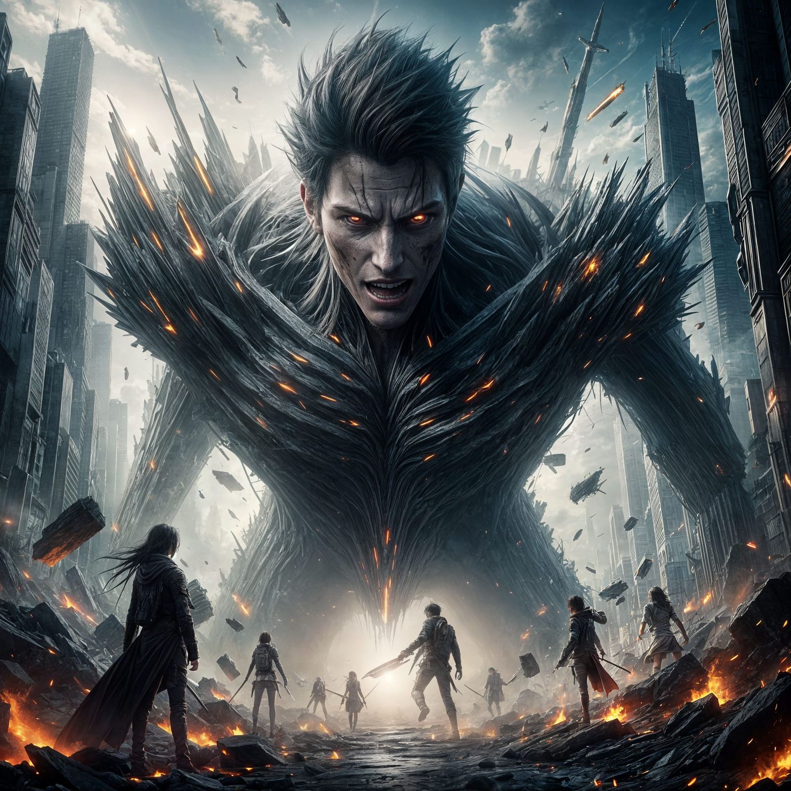 Eren Yeager Titan Form Anime Collage