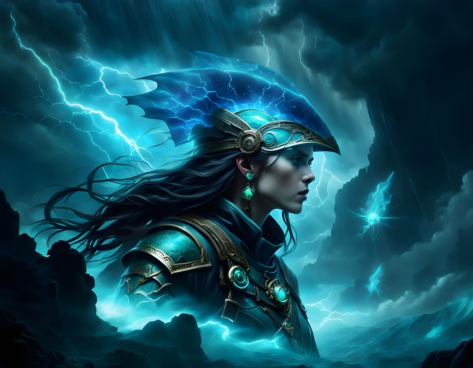 Skeletal Hunter Emerges from Cosmic Thunderstorm