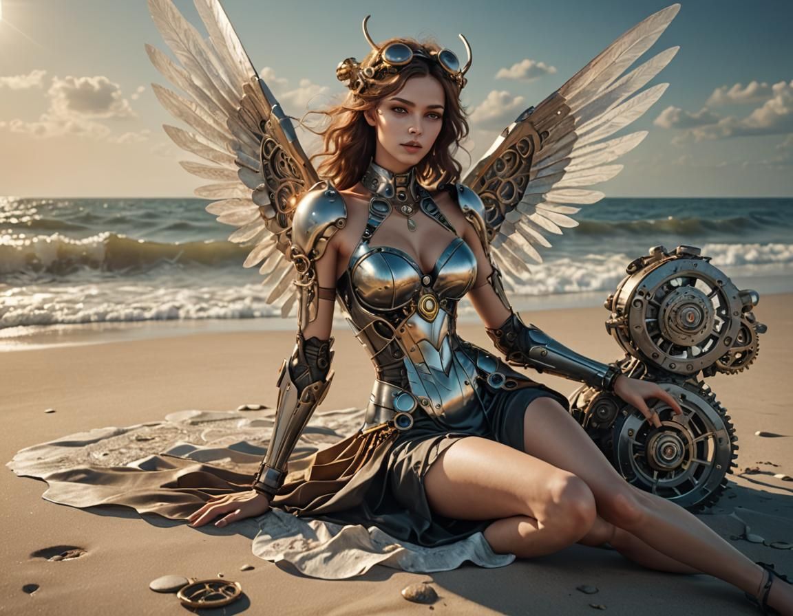 Goddess of the Oceanic Wastes in Steampunk Style