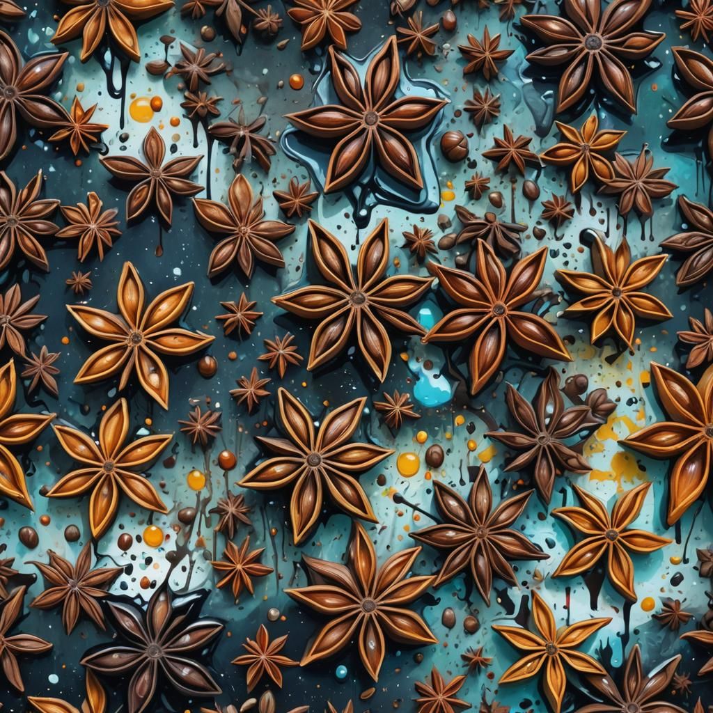 Polychromatic Star Anise Seeds in Graffiti Art