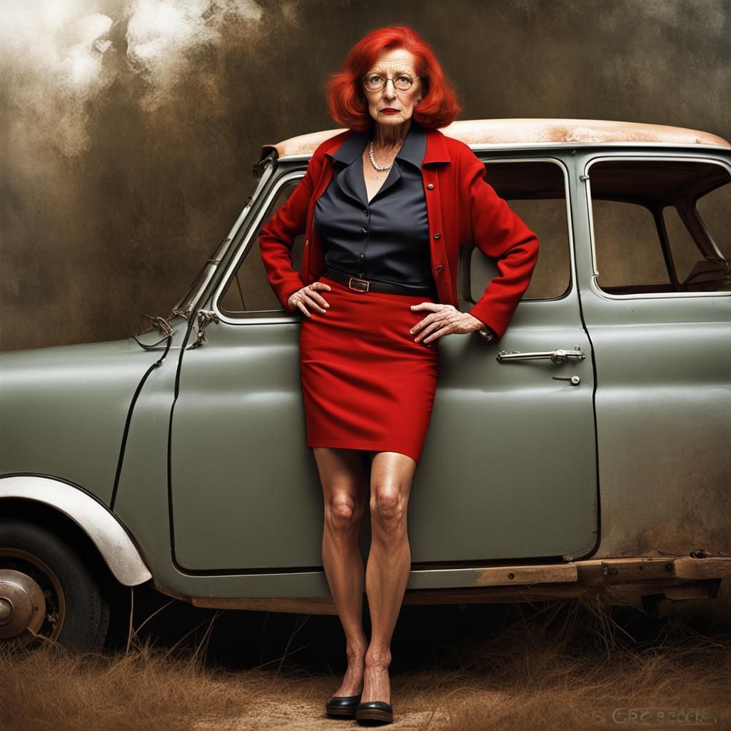 Sinister Spy: Redhead in Red, Full Length Image