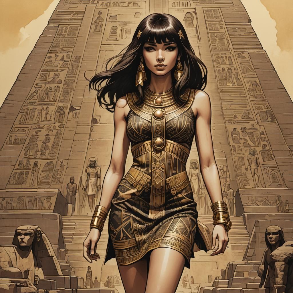 Egyptian Goddess Illustration in Ink