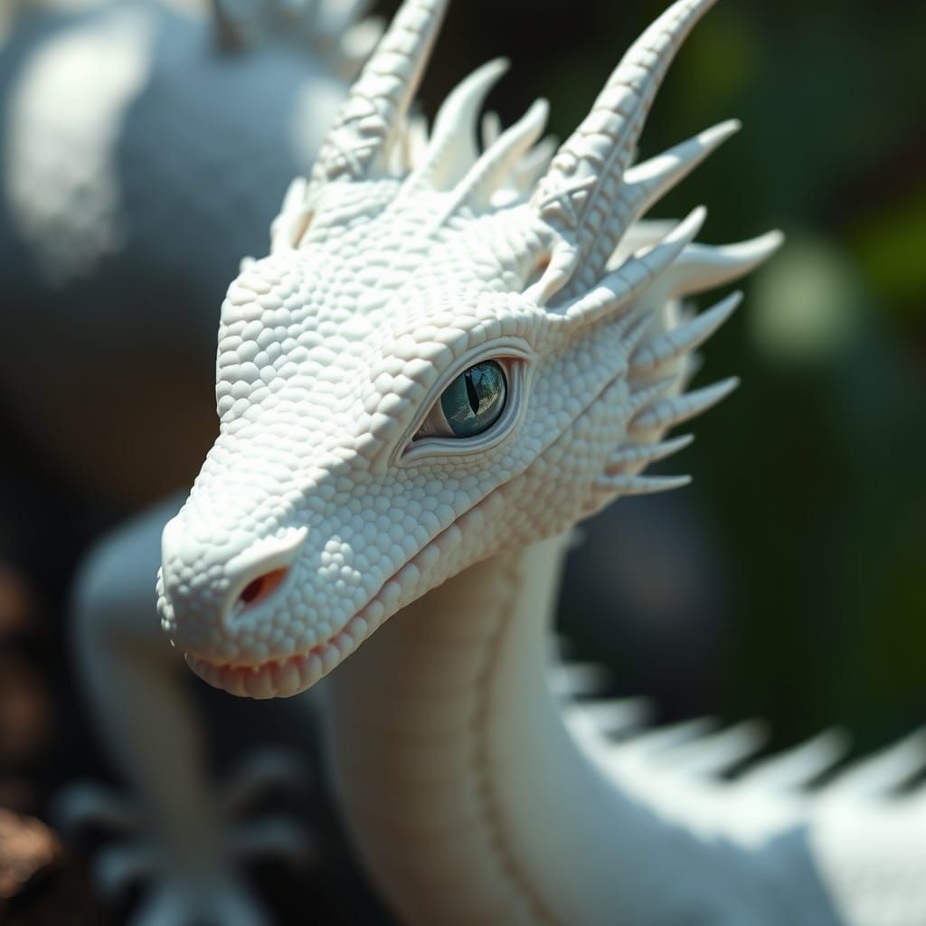 Regal White Dragon in Shaded Majesty