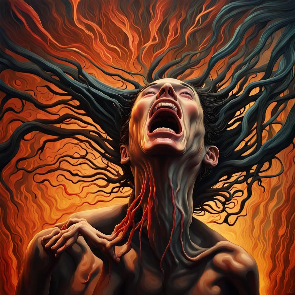 Shadowed Figure Screaming in Pain: Digital Matte Painting