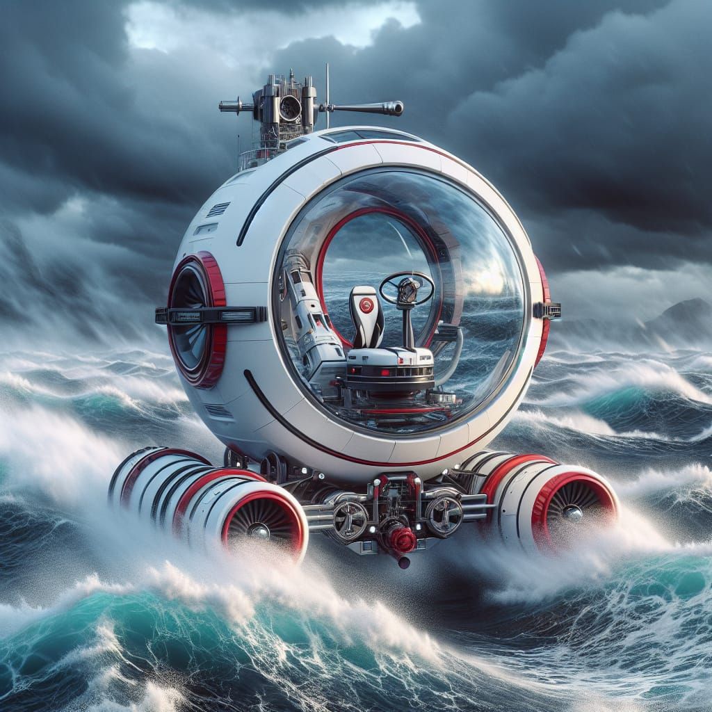 Floating Orb Sea Vehicle on Stormy Seas