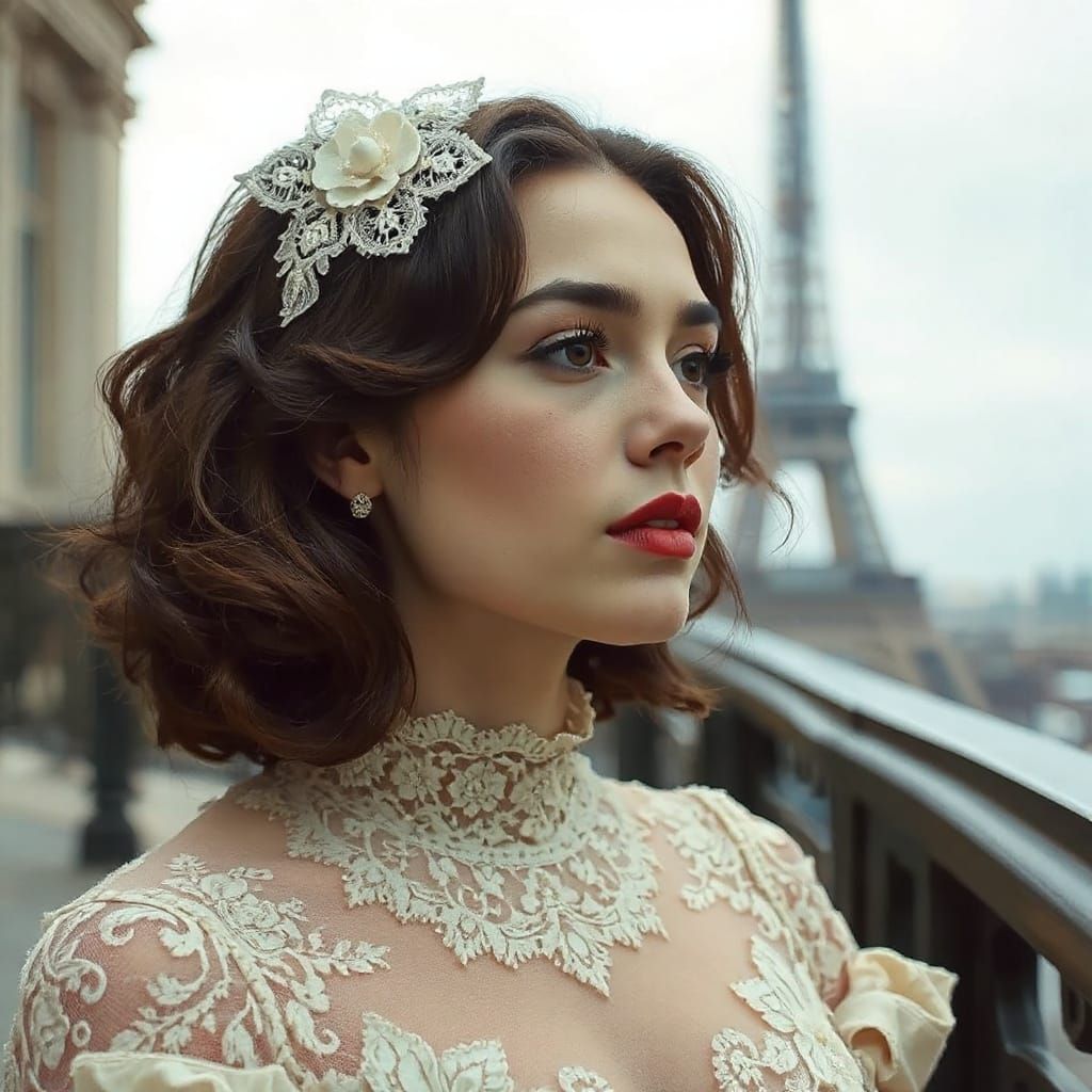 Woman in Paris in Art Nouveau Style