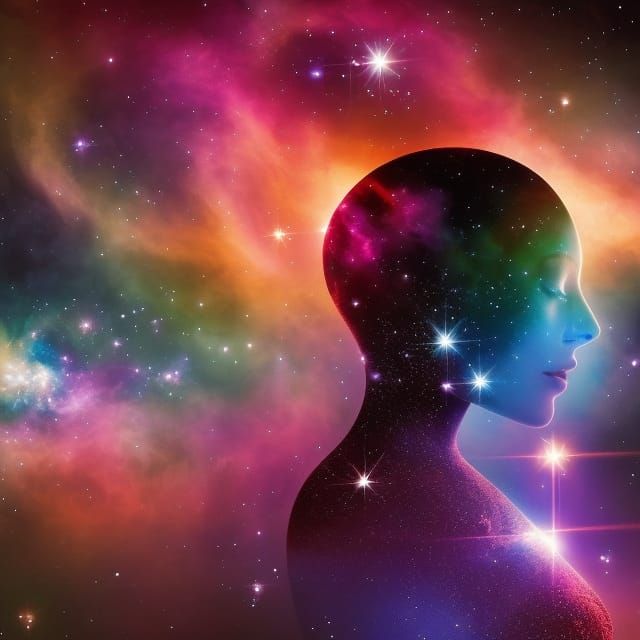 Cosmic Woman: Stars and Nebula Explosion