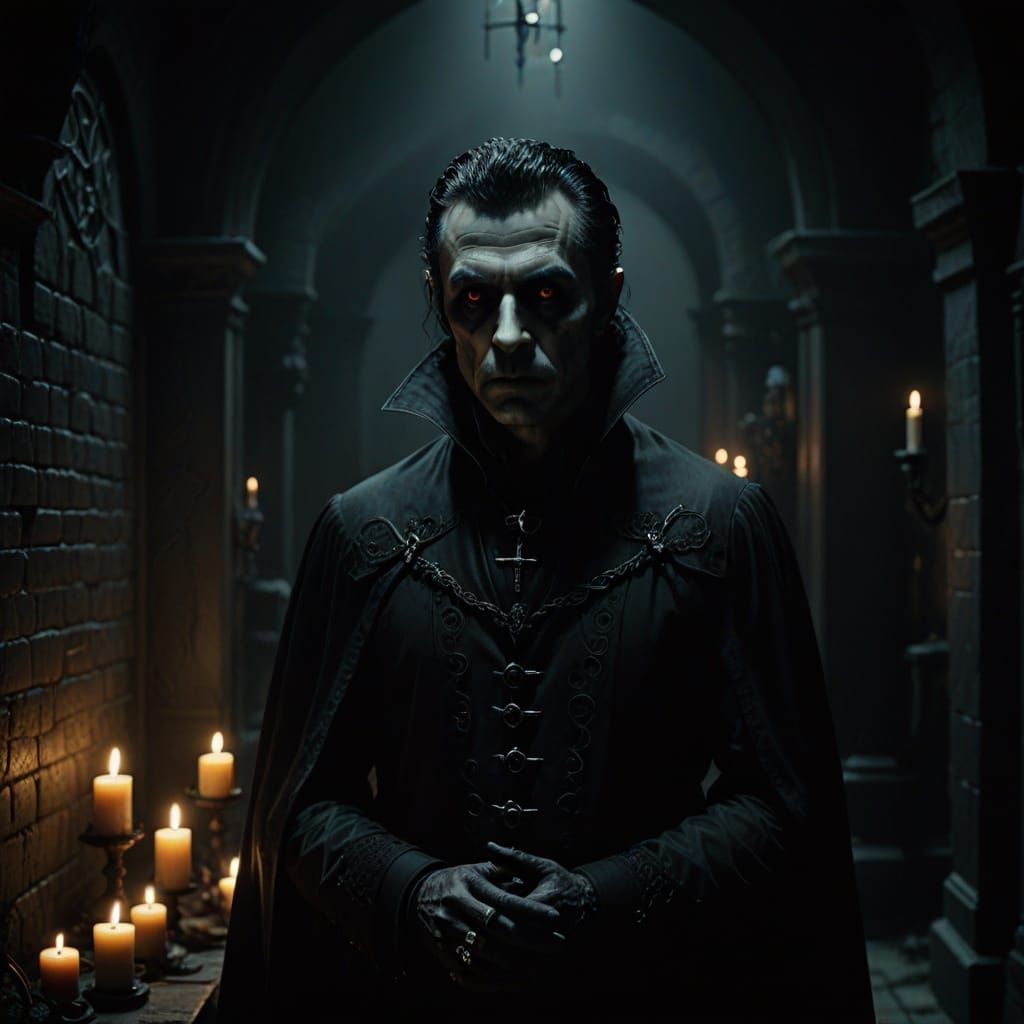 Gothic Vampire in a Mysterious Chamber