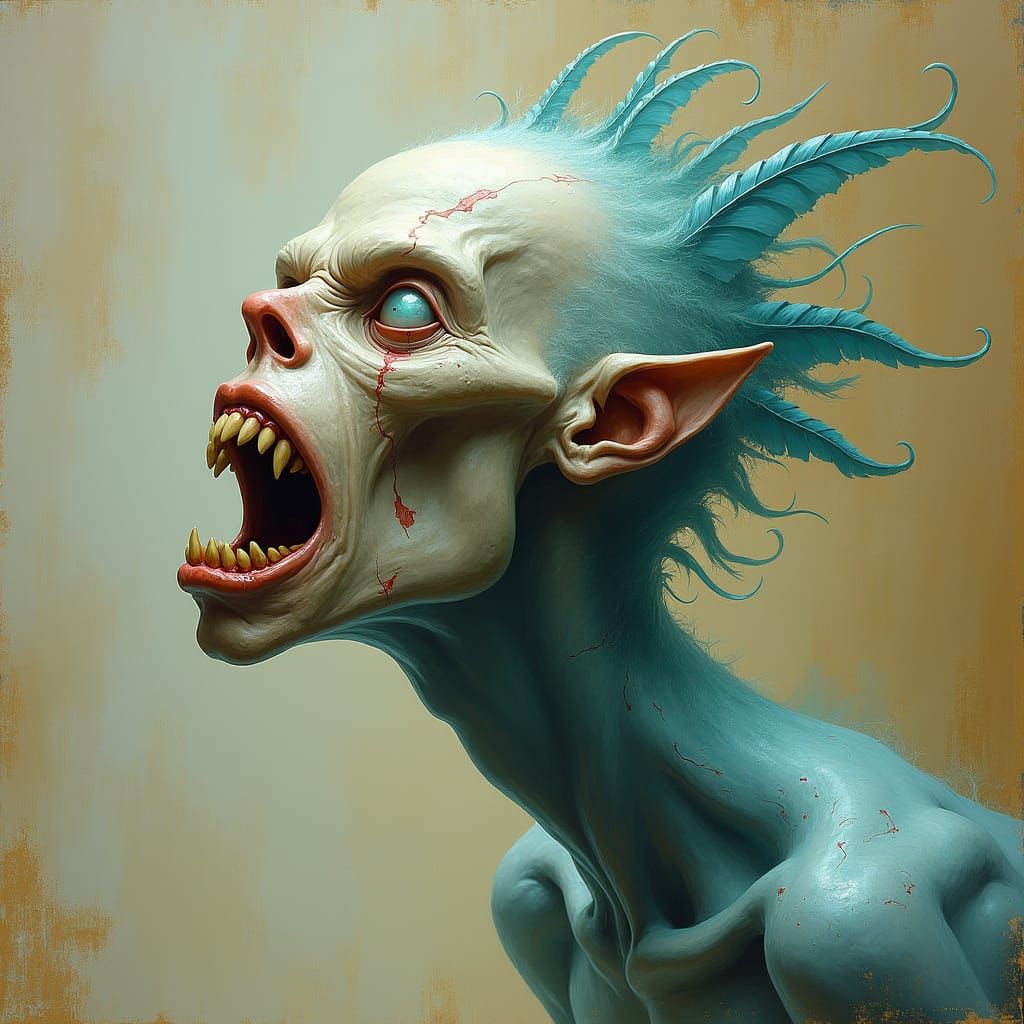 Eerie Specter's Mournful Wail: Macabre Fauvist Illustration