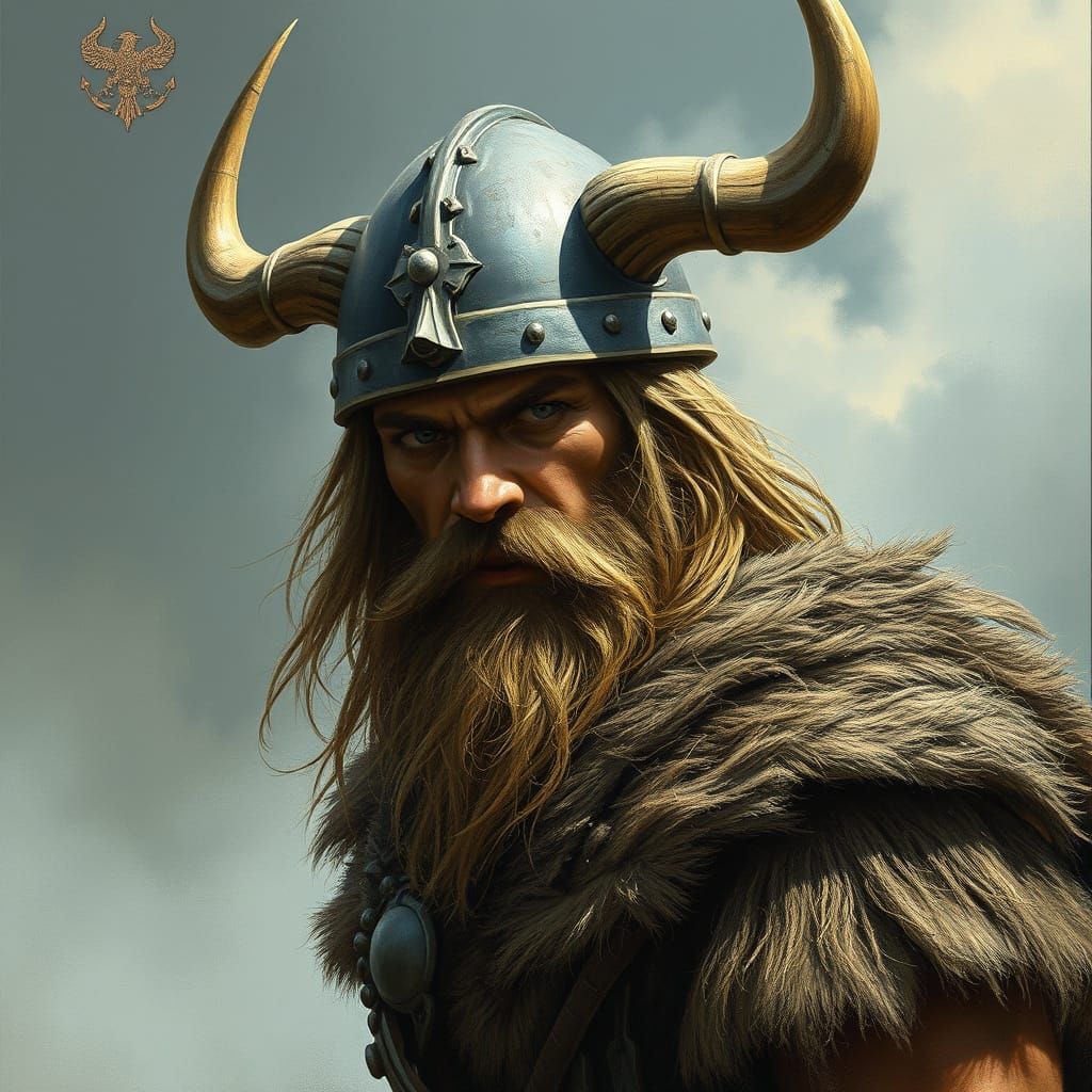 Viking Warrior with Axe in Fantasy Art Style
