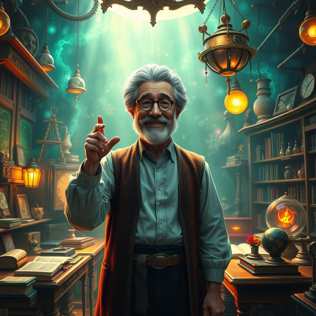 Vibrant Teacher in Fantastical Classroom