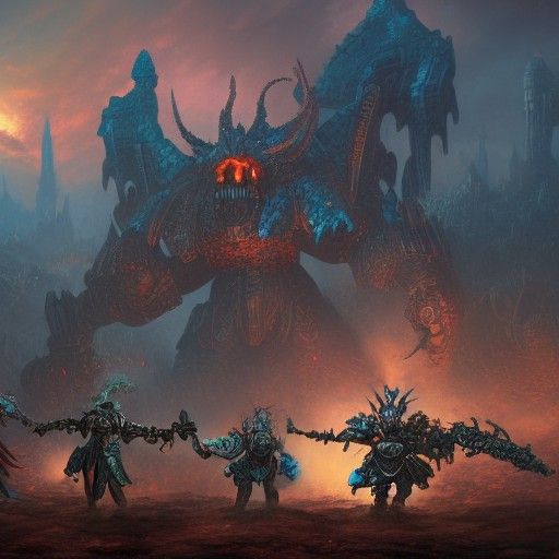 Detailed Warhammer Matte Painting in Deep Color