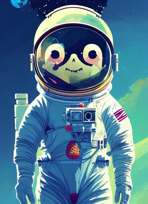 Cute Pineapple Astronaut Portrait in Space