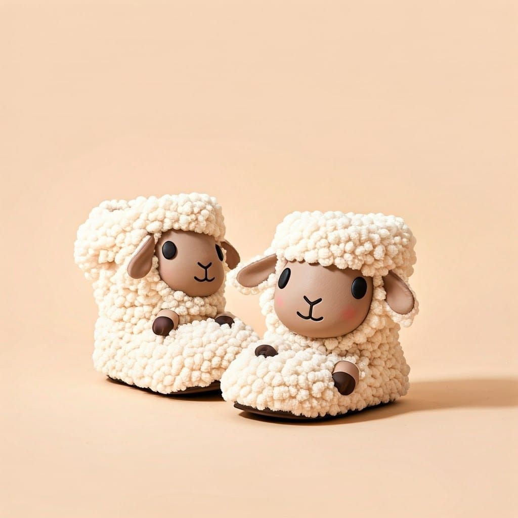Whimsical Fluffy Woolly Boots and Sheep Handbag in Dreamy Wa...