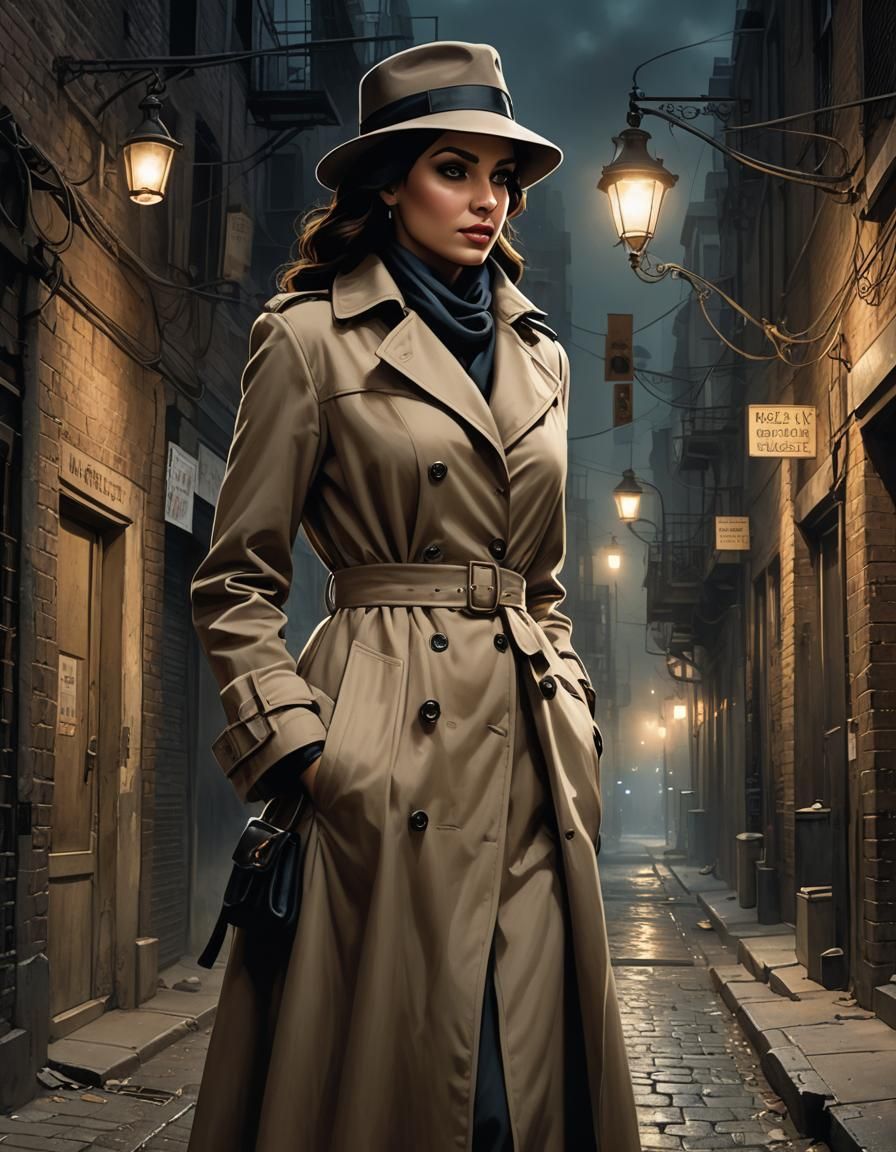1950s Hijabi Private Eye in Grimy Alleyway