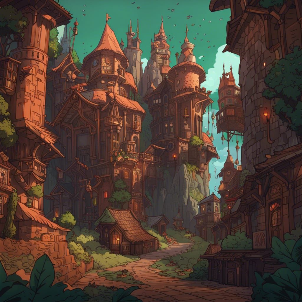 Nimona: Detailed Matte Painting in Deep Color