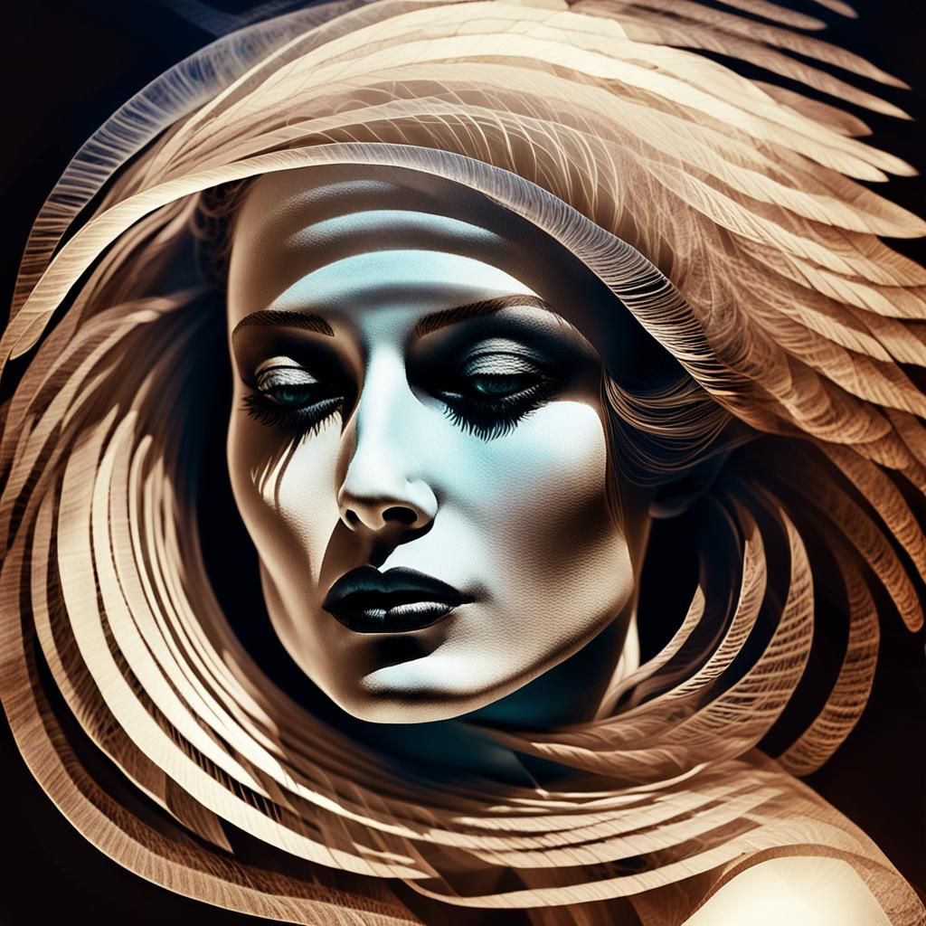 Mysterious Woman's Face in Surreal Digital Art
