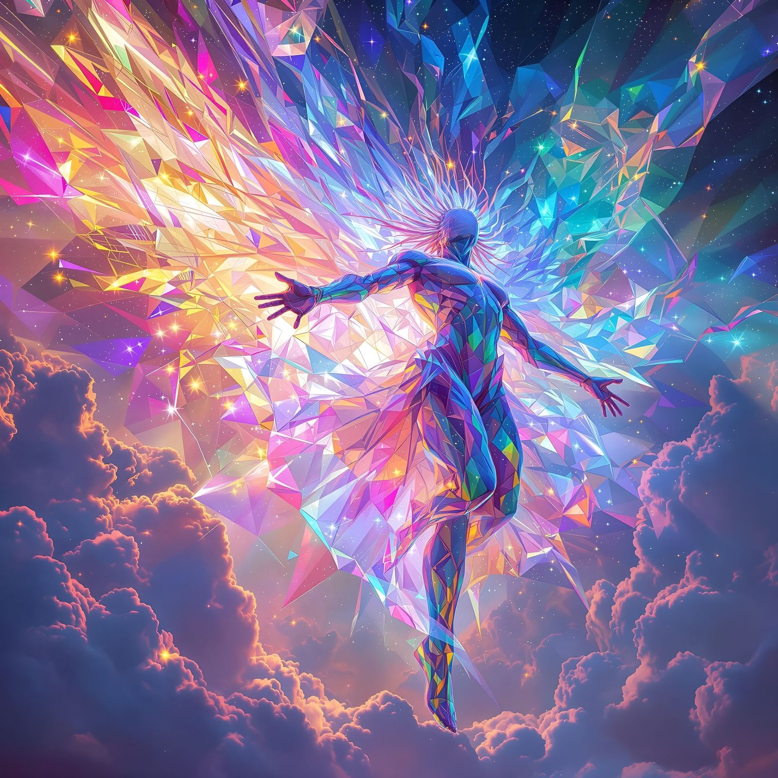 Radiant Godlike Being in Futuristic Digital Art