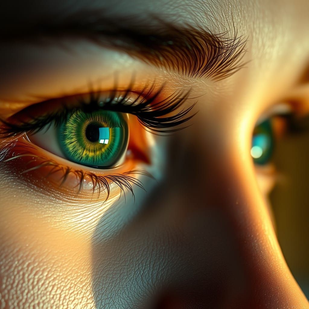 Surreal Emerald Eyes Reflecting Mystery and Emotion in Hyper...