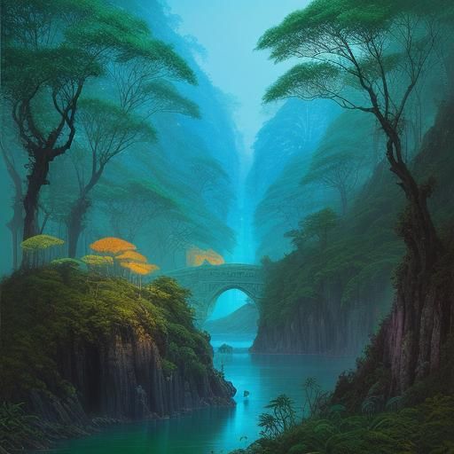 Lush Rainforest Panorama in Baroque Style