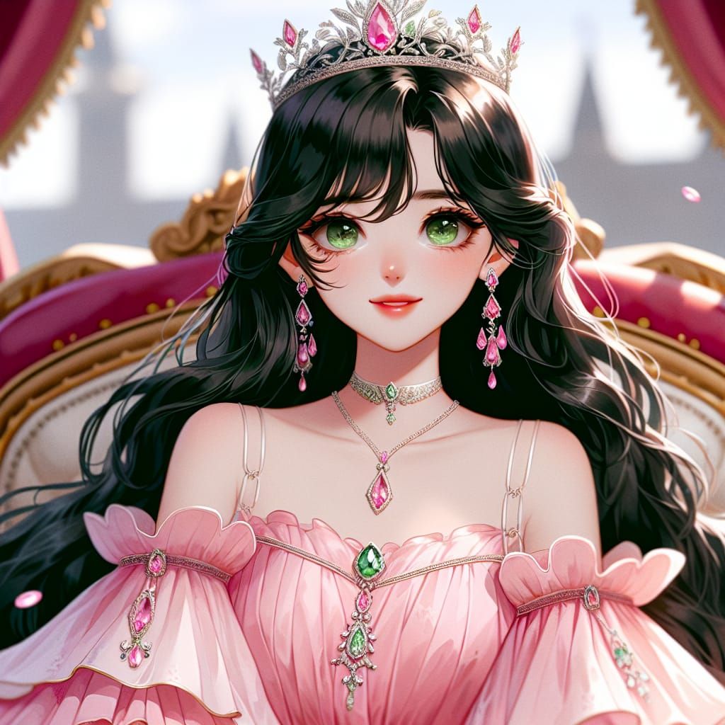Pink Princess in Elegant Anime Style