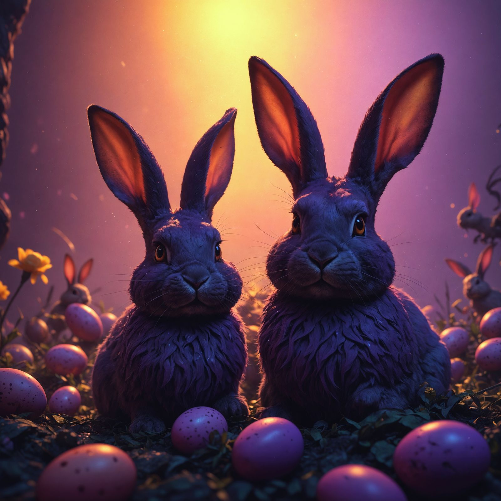 Ethereal Easter Bunnies in Dark Fantasy Style