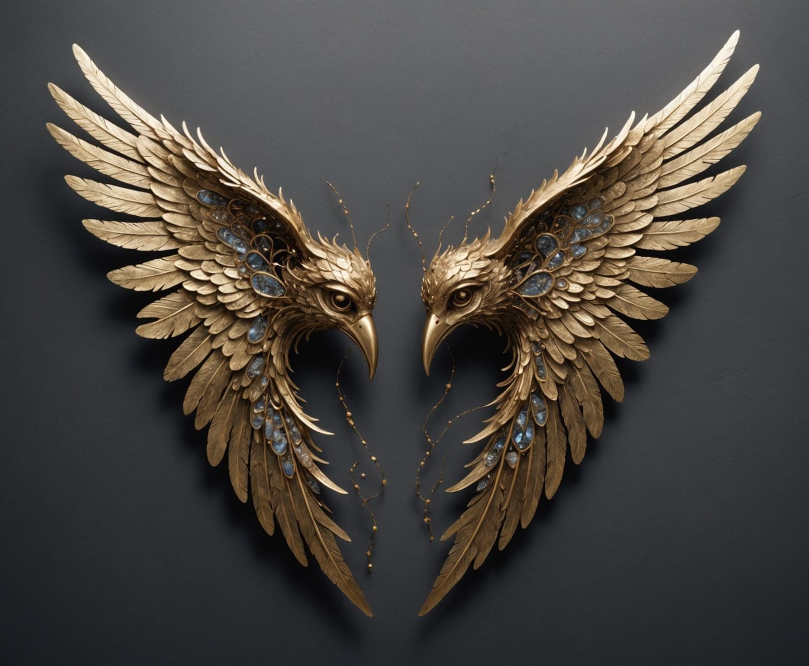 Majestic Wings of Crystal, Ink, and Gold