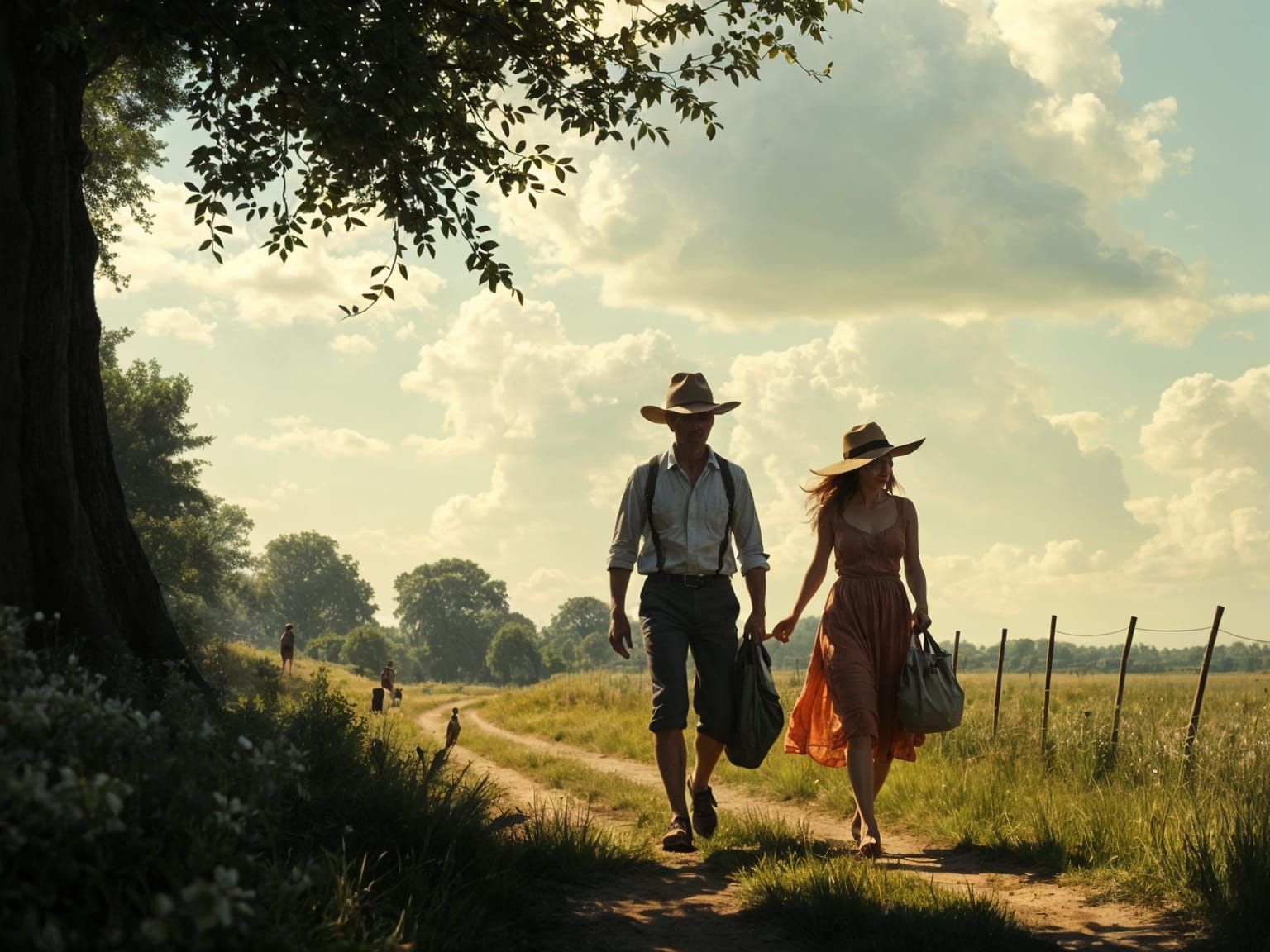 Rustic Summer Scene in Chiaroscuro Style