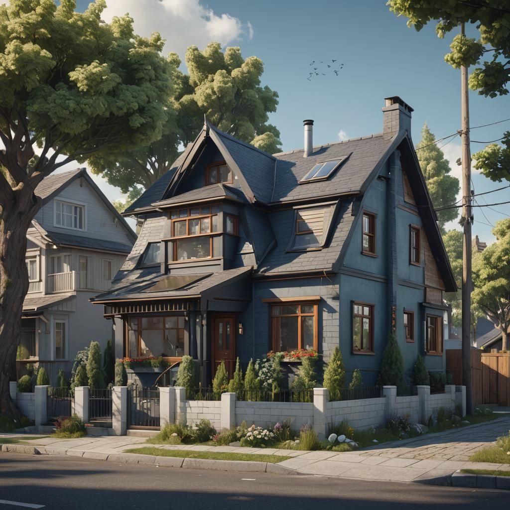 Small Modern House in Detailed Matte Painting