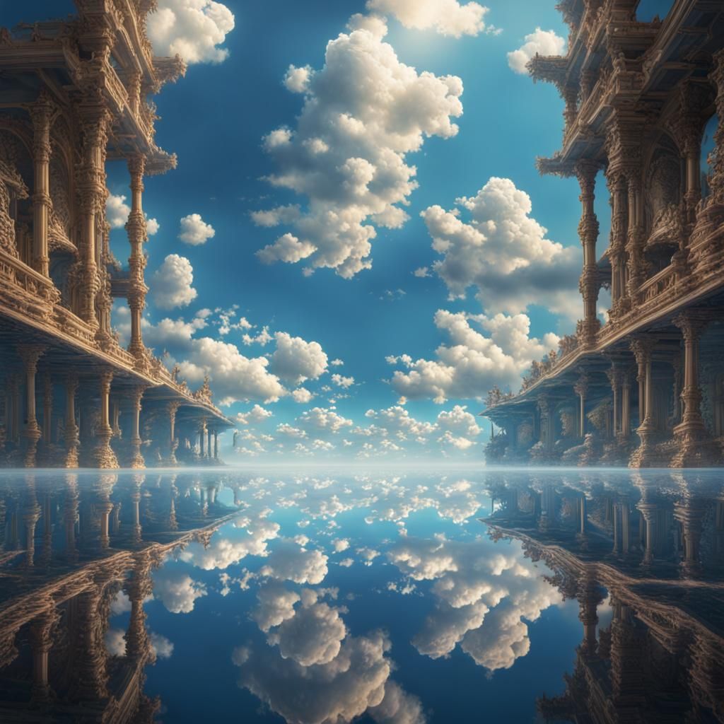 Infinite Blue Sky Reflection: Digital Matte Painting