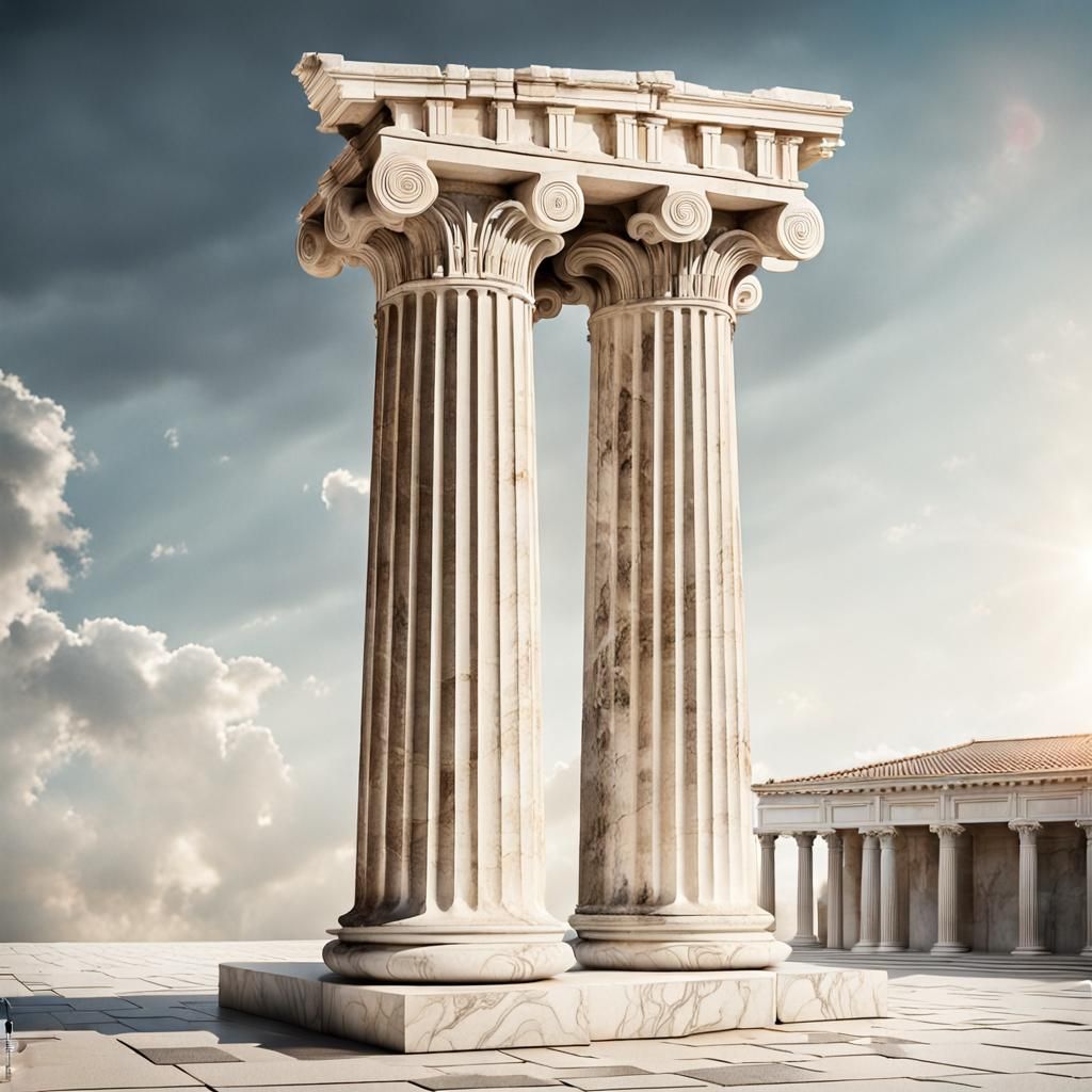 Magnificent Marble Ionic Column in Natural Light