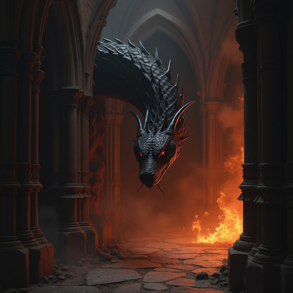 Shadow Serpent Emerges from Gothic Darkness