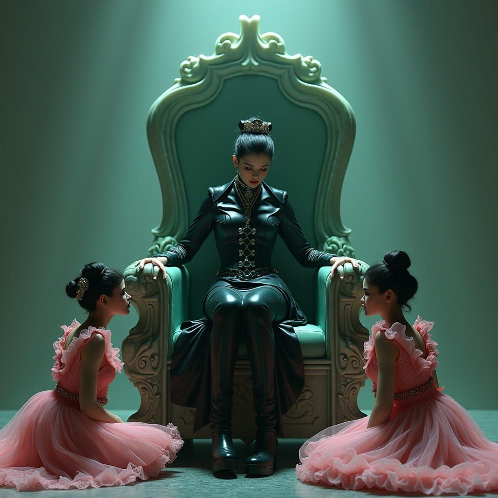 Dominant Prison Guard Goddess on Throne of Jade Worshipped b...