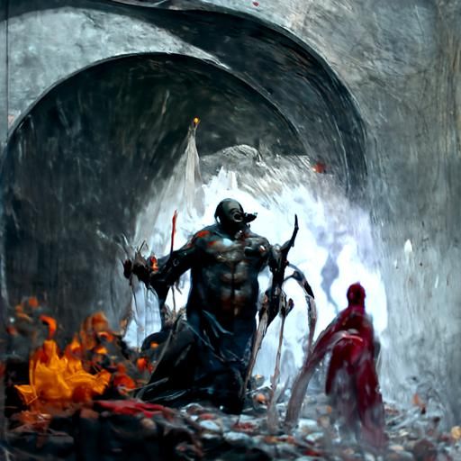 Infernal Horror Scene in Engraving Style