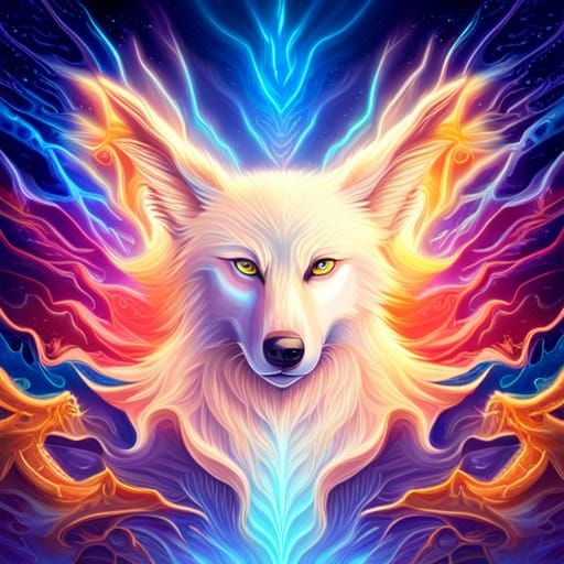 Glowing Lightning Wolf with Dragon Wings