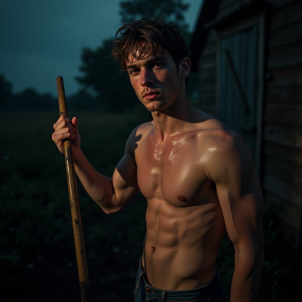 Rugged British Farm Boy in Moody, High-Fashion Portrait