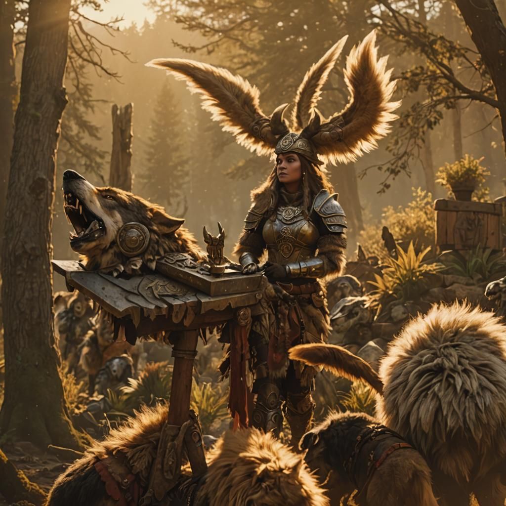 Earth-Toned Tribal Warrior Worgen in Cinematic Film Still