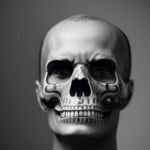 Mustachioed Skull Portrait in Hyperdetailed Style
