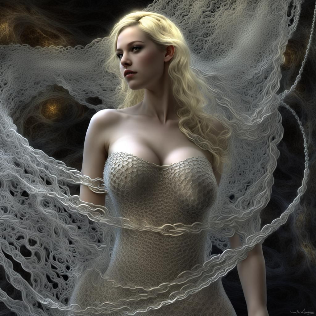 Ethereal Blonde in Mithril Chainmail: Fractal Art