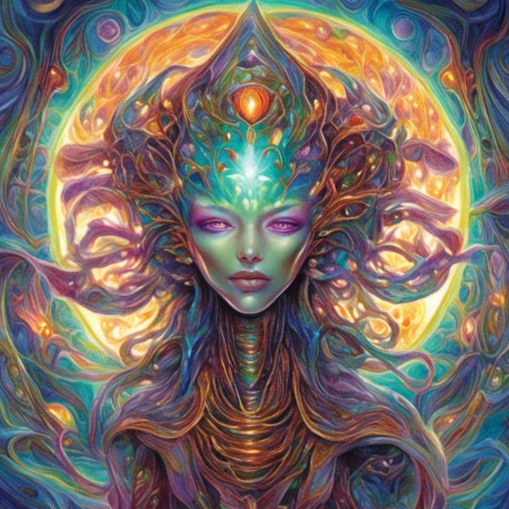 Science Fiction Alien Tarot Card Illustrations