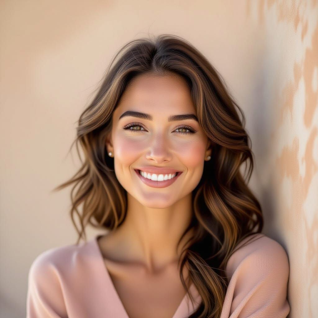 Radiant Portrait of a Joyful Woman in Natural Light
