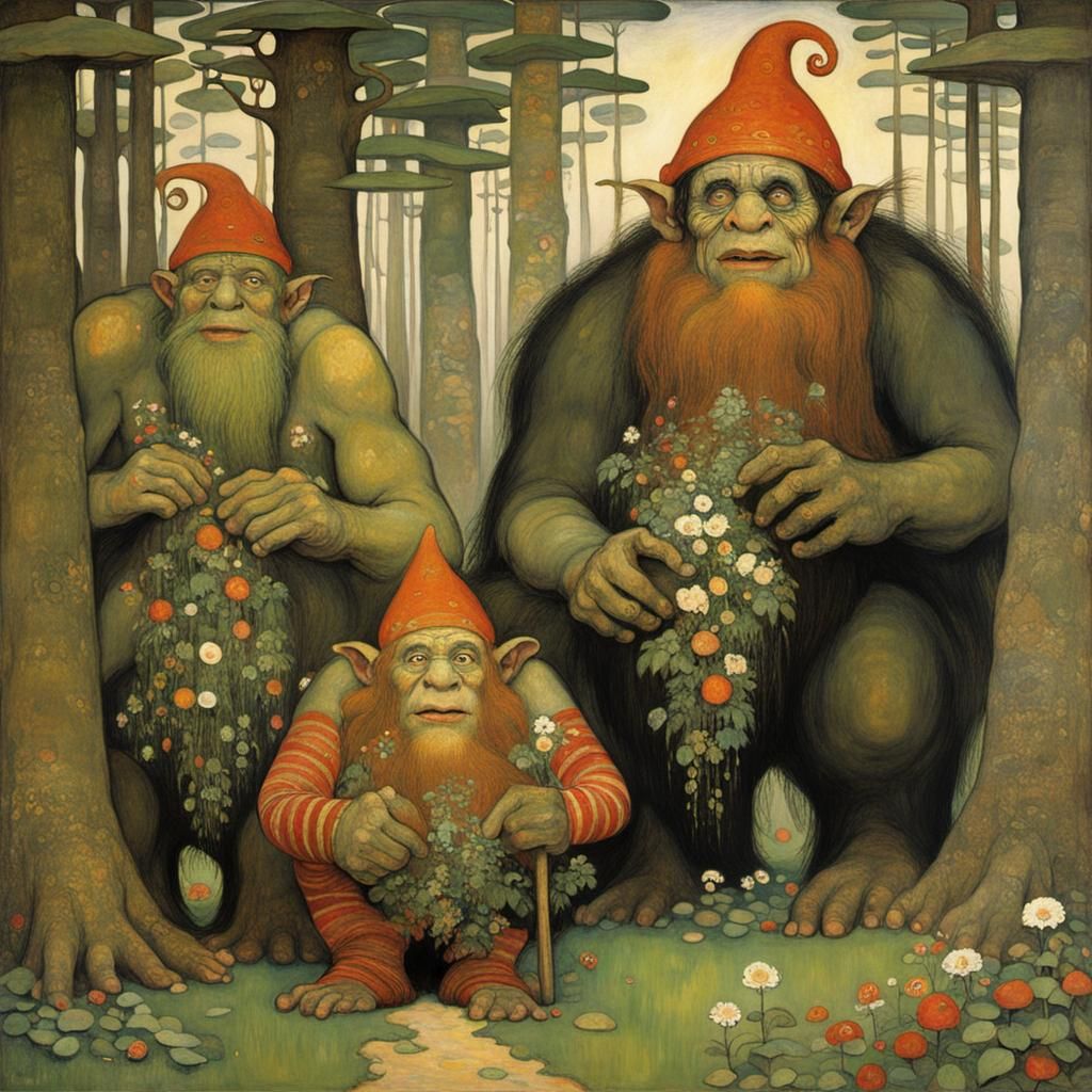 Trolls and Elves in Art Nouveau Style