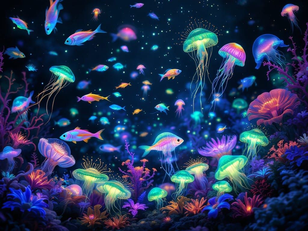 Bioluminescent Aquatic Dreamscape in Digital Art Style