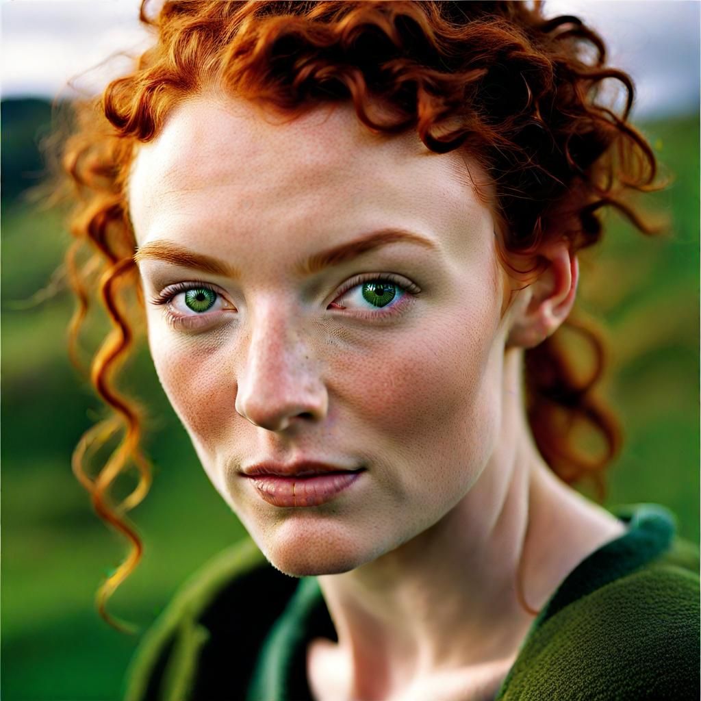 Striking Portrait of Irish Woman with Red Hair