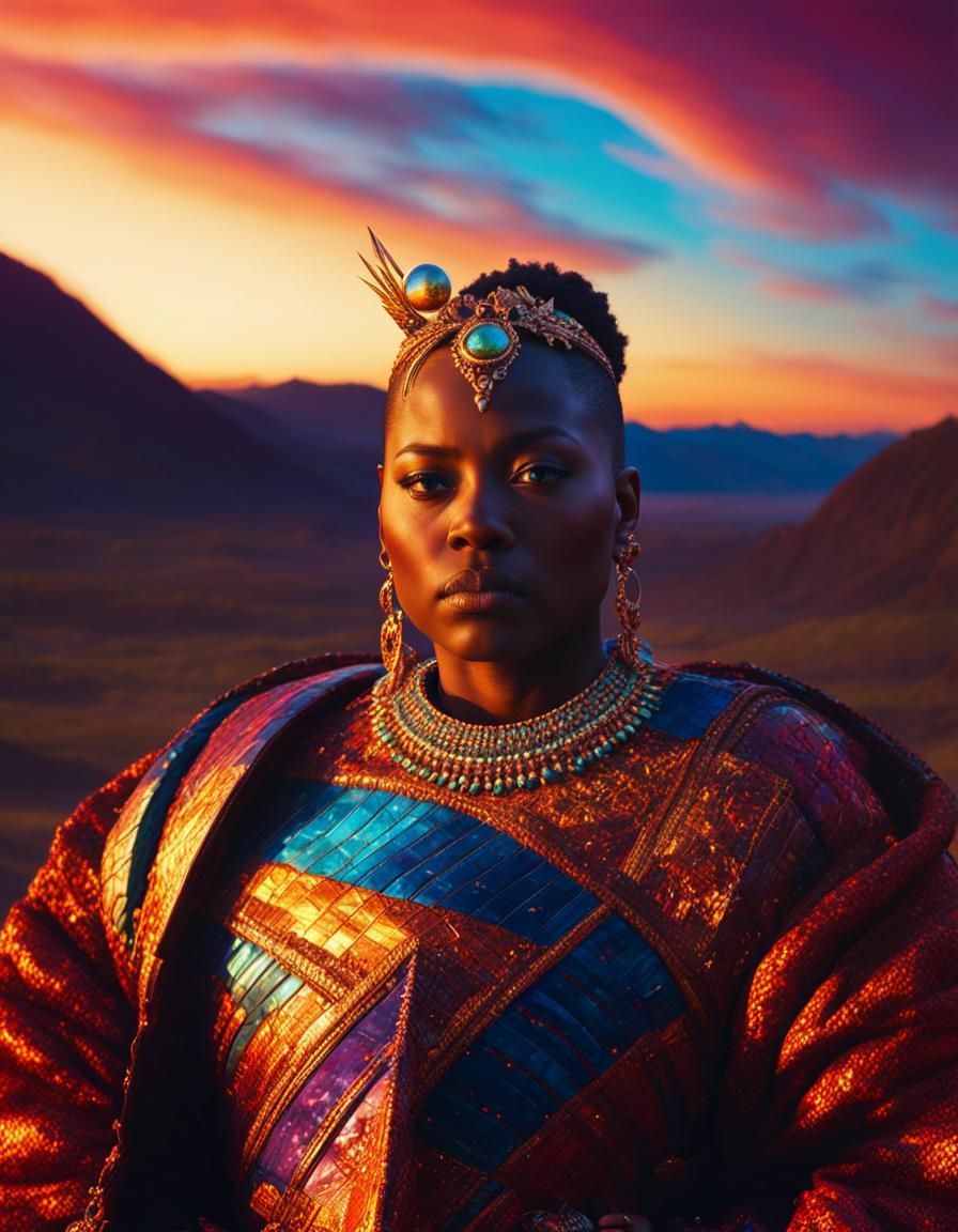 Futuristic Portrait in Valley with Chiaroscuro Lighting